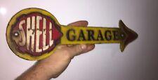 Shell Oil Garage Cast Iron Sign 16” Solid Metal Patina Amoco Texaco Sinclair picture