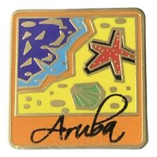 Vintage Aruba Beach Starfish Seashell Travel Souvenir Pin picture