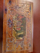 cedar wood jewelry box vintage hand carved picture