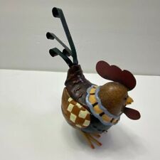 Colorful Porcelain And Metal Rooster Chicken Figurine Sculpture 5.5” picture