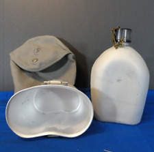 VINTAGE HOYANG NORWEGIAN NORWAY MILITARY ALUMINUM CANTEEN, CUP, & CANTEEN POUCH picture