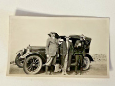 Photograph Antique Family Mom Dad Son with their Antique Car 4x2.5 picture