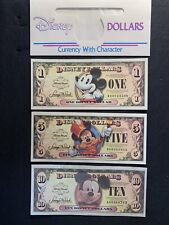 Uncirculated 2008 Disney Dollar $1 $5 $10 Mickey Mouse 80th Anniversary A Series picture