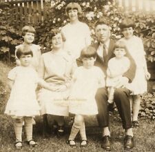 Vintage Photo  c1920's Large Family Mom Dad SIX Daughters Girls RPPC picture
