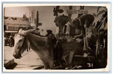 Viva Mexico Postcard Riding Horse Carriage Hats c1920's Unposted RPPC Photo picture
