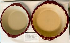 Lot 2 VG+  Pampered Chef 1332 Cranberry Stoneware Deep Dish Pie Plate 9