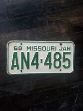 1969 Missouri License Plate Jan No AN4 485 Man Cave Auto Collector Green On WHT  picture