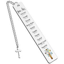 Stainless Steel Christian Bible Bookmark with Cross for Baptism First Communion picture