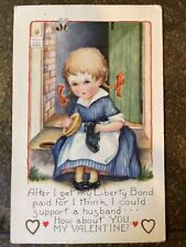 Vintage Valentine’s Day c.1920’s Postcard Whitney Made Shoeshine Girl picture