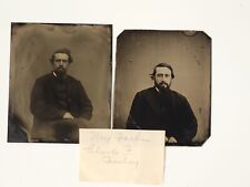 Vintage Antique NAMED Tintype Photo CHARLO CHARLES P. FINLEY Handsome Man Iowa picture