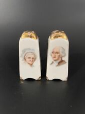Vintage George & Martha Washington President Salt & Pepper Shakers Gold Trim picture