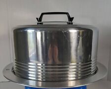 Vintage Aluminum Cake Carrier Taker Locking Lid Intact Handle Regal Ware USA picture