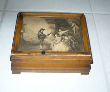 ANTIQUE WOOD BOX ETCHING ? ROCOCO STYLE JEAN ANTOINE WATTEAU LESSONS OF LOVE  picture