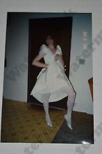 candid pretty woman in dress white nylons heels VINTAGE PHOTOGRAPH  Gv picture