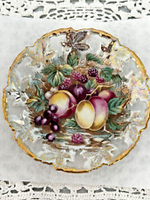 Royal Sealy Small Plate with a Gold Leaf,  Peaches, Grapes & Berry Pattern picture