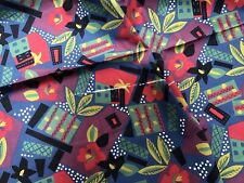 Vintage 80s VIBRANT Fabric Collier Campbell Cotton 44x118” picture
