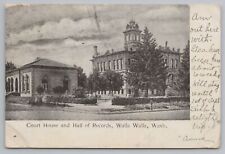 Walla Walla Washington~B&W Closeup of Courthouse & Hall of Record~c1905 Postcard picture