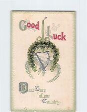 Postcard Good Luck Harp Embossed Card picture