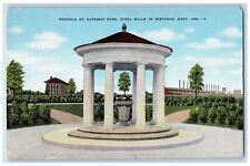 c1940's Pergola at Gateway Park Steel Mills in Distance Gary Indiana IN Postcard picture