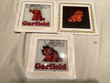 3 Vintage Garfield the Cat Glass Mirror Picture Carnival Prize 6 X 6 (K2-3) picture