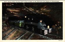 Post Card Electric Coal Hauling Locomotive Underground Pennsylvania Coal Mine picture