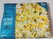 Grants Fashions Twin Flat Sheet Yellow Flowers No Iron Muslin NOS Vintage NEW 2 picture
