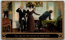 Postcard - Your eyes are open but you are sound asleep with Lovers Art Print picture