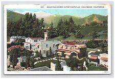 Postcard 1928 CA Homes Houses Foothills Scenic View Hollywood California      picture