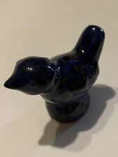 Vintage Dark Blue Glazed Art Pottery Bird Whistle 2.5”tall picture