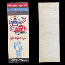 VINTAGE Matchbook Cover - HEILEMAN'S OLD STOLE LAGER WWII Keep Pitching America picture