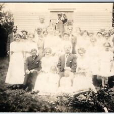 c1910s Large Sunny Group Outdoor RPPC Church School Event Flower Real Photo A261 picture