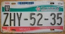 SINGLE MEXICO state of ZACATECAS LICENSE PLATE - 2011/17 - ZHY-52-35 - AUTOMOVIL picture