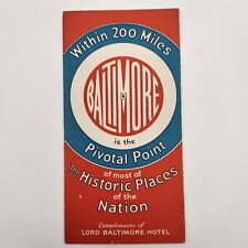 Lord Baltimore Hotel MD 1929 Pivotal Point of Historic Places Brochure Map picture