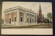 Postcard Post Office First Baptist Church Waterbury Connecticut  picture