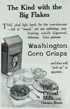 1915 WASHINGTON CORN CRISPS Medical Advertising Original Antique Print Ad picture