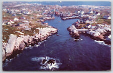Nova Scotia Peggy's Cove Aerial View Mountain Cliffs Ocean Sea Postcard picture