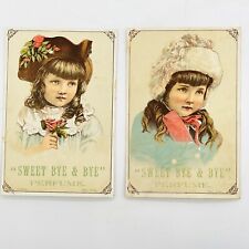 1800's Victorian Trade Card LOT of 2 Sweet Bye & Bye Perfume Corning Tappan Girl picture