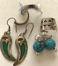 COOL BEANS Southwestern Native American Sterling S Skeets Earrings SS-524 picture