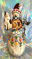Heartwood Creek by Jim Shore Cat & Snowman Figurine Winter's Friend 2003  EUC picture