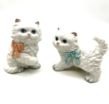 VTG Pair of Ceramic Bisque Persian Kitten Figurines - Homco #1428 - Boy and Girl picture