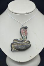 UNIQUE ANCIENT EGYPTIAN ANTIQUITIES Cobra Uraeus as Amulet With Silver Chain BC picture