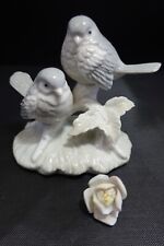 Vintage Otagiri Porcelain Bird Flower Figurine Statue Flowers Pale Pastel Japan picture