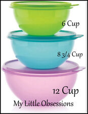 Tupperware New Classic Wonderlier Bowl Bowls Set of 3 Purple, Blue & Green picture