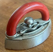 Antique Vintage Sad Iron RED Wooden Handle Removable Top Cast Iron GREAT Cond. picture