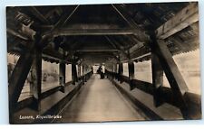 *Lucerne Switzerland Kapellbrucke Old Covered Bridge Vintage Photo Postcard C92 picture