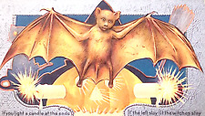 Bat Flies Out of Jack O Lantern Burning Candle 1909 Embossed Halloween Postcard picture