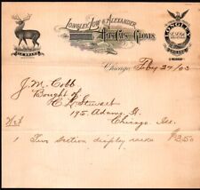 1903 Chicago - Longley Low & Alexander - Hats Caps Gloves - Letter Head Bill picture