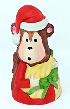 Monkey Santa Claus holding Bananas Bell christmas euc ceramic Jasco Taiwan 1980s picture