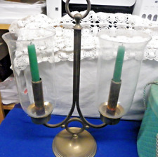 Vintage, Brass, Antique, Two-Arm  Candle Stick Holder w/Decorative Globes picture
