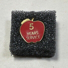 Red Apple Pin 5 Years of Service Teacher Gift Gold Tone picture